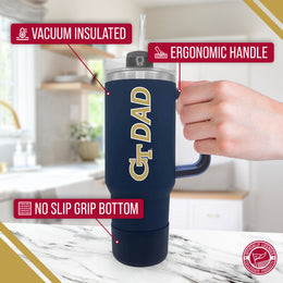 Georgia Tech Yellowjackets Collegiate 40oz Stainless Steel Travel Tumbler with Handle for Dad - Navy