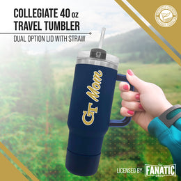 Georgia Tech Yellowjackets Collegiate 40oz Stainless Steel Travel Tumbler with Handle for Mom - Navy