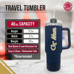 Georgia Tech Yellowjackets Collegiate 40oz Stainless Steel Travel Tumbler with Handle for Mom - Navy