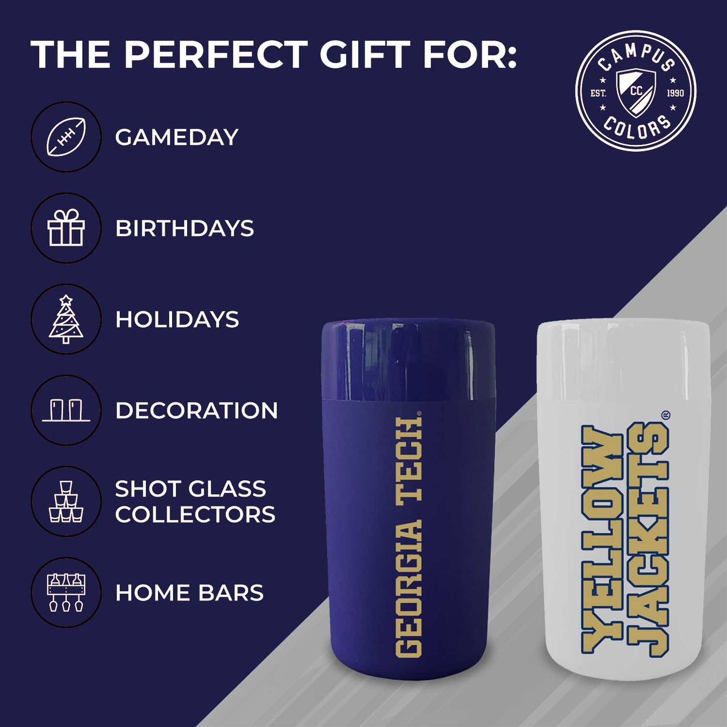 Georgia Tech Yellowjackets College and University 2-Pack Shot Glasses - Team Color