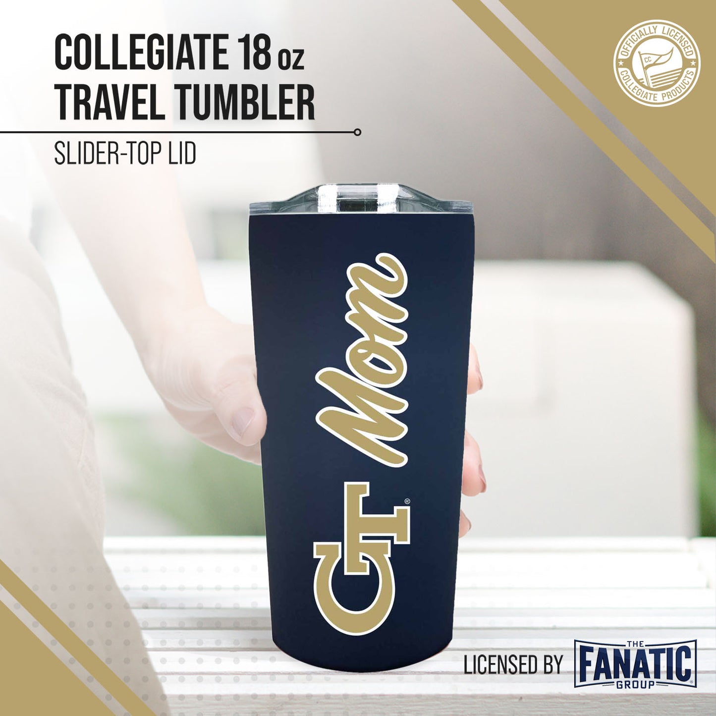Georgia Tech Yellowjackets NCAA Stainless Steel Travel Tumbler for Mom - Navy