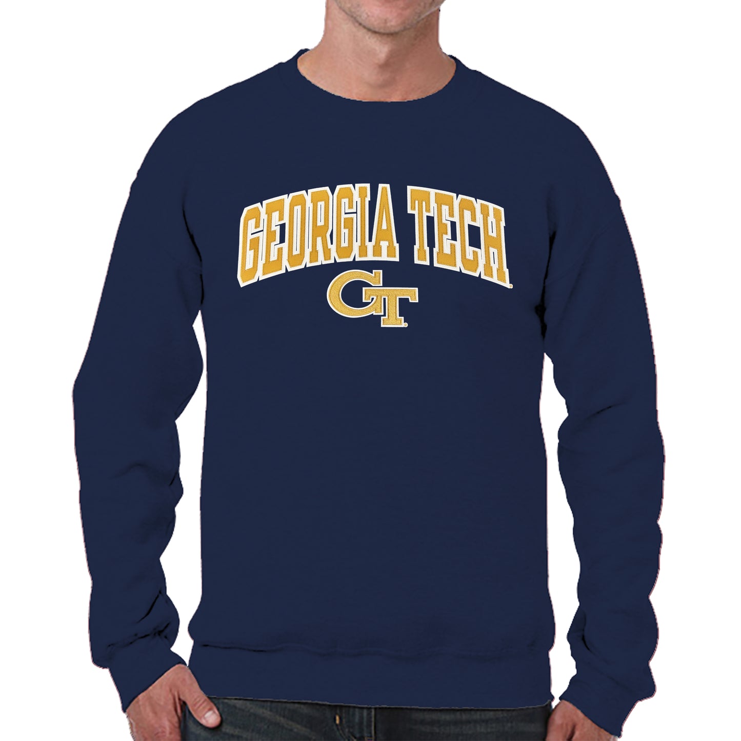 Georgia Tech Yellowjackets NCAA Adult Tackle Twill Crewneck Sweatshirt - Navy