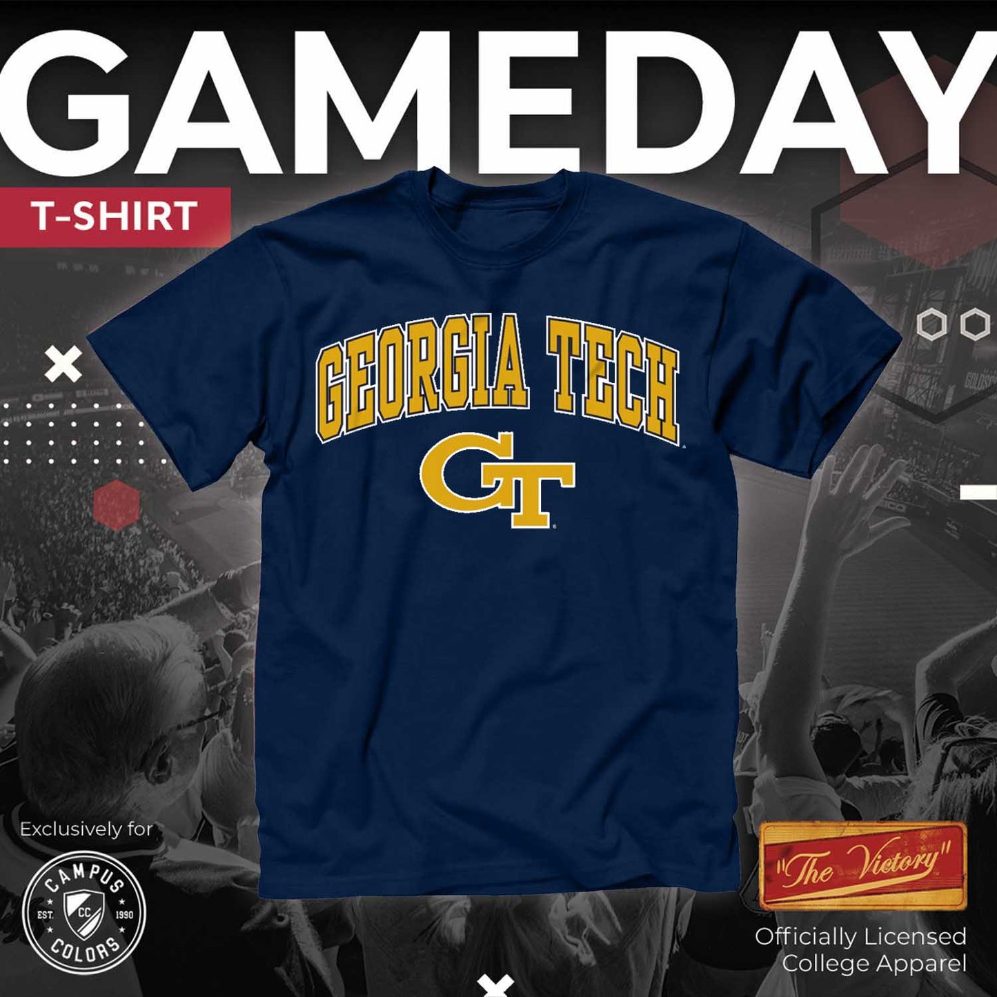 Georgia Tech Yellowjackets  Arch and Logo Short Sleeve T-shirt - Navy