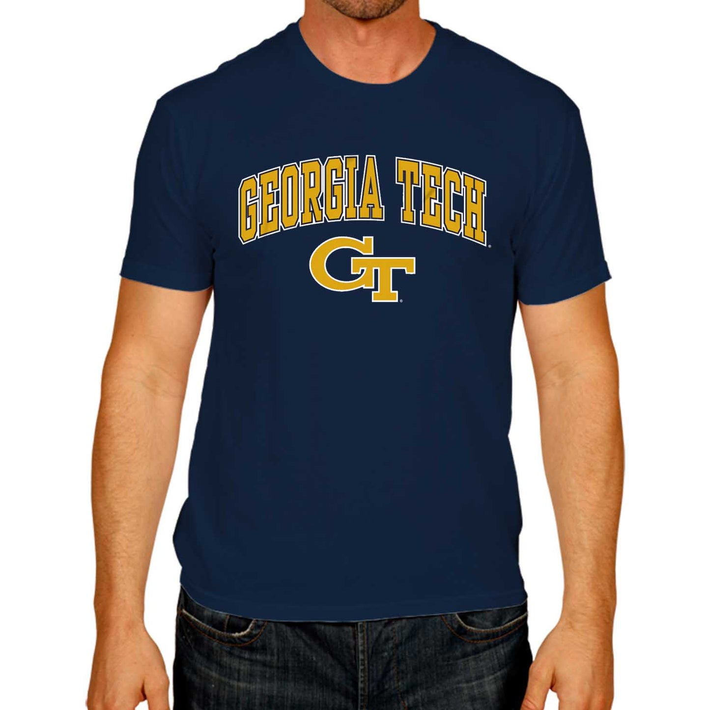 Georgia Tech Yellowjackets  Arch and Logo Short Sleeve T-shirt - Navy