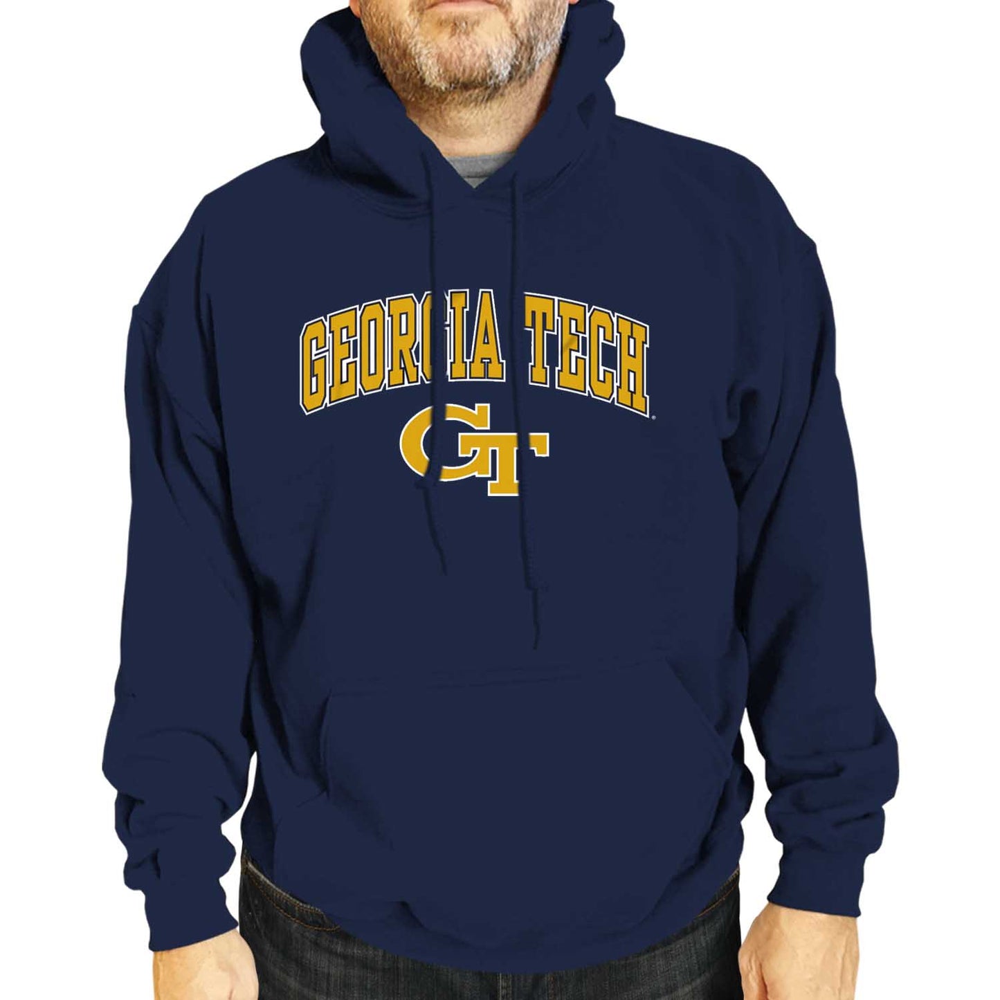 Georgia Tech Yellowjackets Adult Arch & Logo Soft Style Gameday Hooded Sweatshirt - Navy