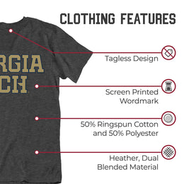 Georgia Tech Yellowjackets Campus Colors NCAA Adult Cotton Blend Charcoal Tagless T-Shirt - Charcoal