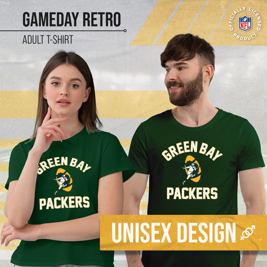 Green Bay Packers NFL Adult Retro Gameday Unisex T-Shirt - Forest Green