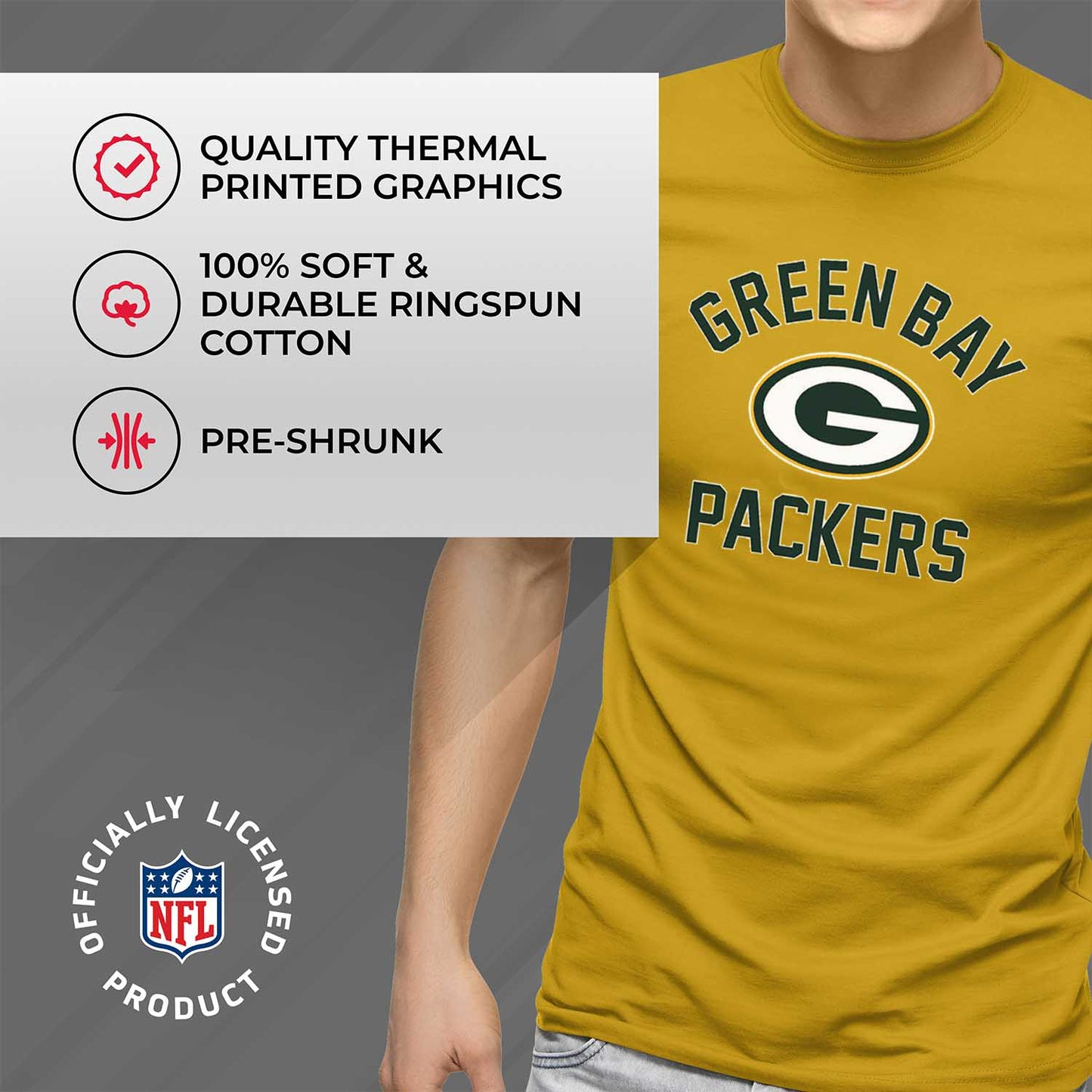 Green Bay Packers NFL Adult Gameday T-Shirt - Gold