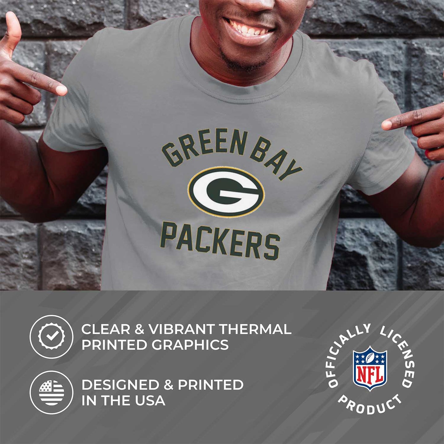 Green Bay Packers NFL Adult Gameday T-Shirt - Gray