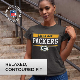 Green Bay Packers NFL Women's Team Block Charcoal Tagless T-Shirt - Charcoal