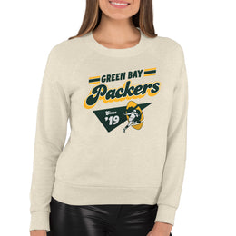 Green Bay Packers NFL Womens Groovy Retro Slouchy Crewneck - Off White