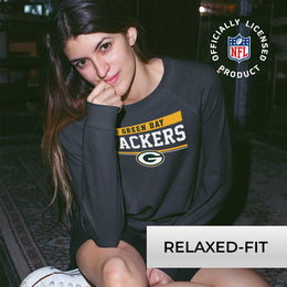 Green Bay Packers NFL Womens Charcoal Crew Neck Football Apparel - Charcoal