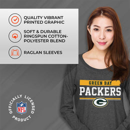 Green Bay Packers NFL Womens Charcoal Crew Neck Football Apparel - Charcoal