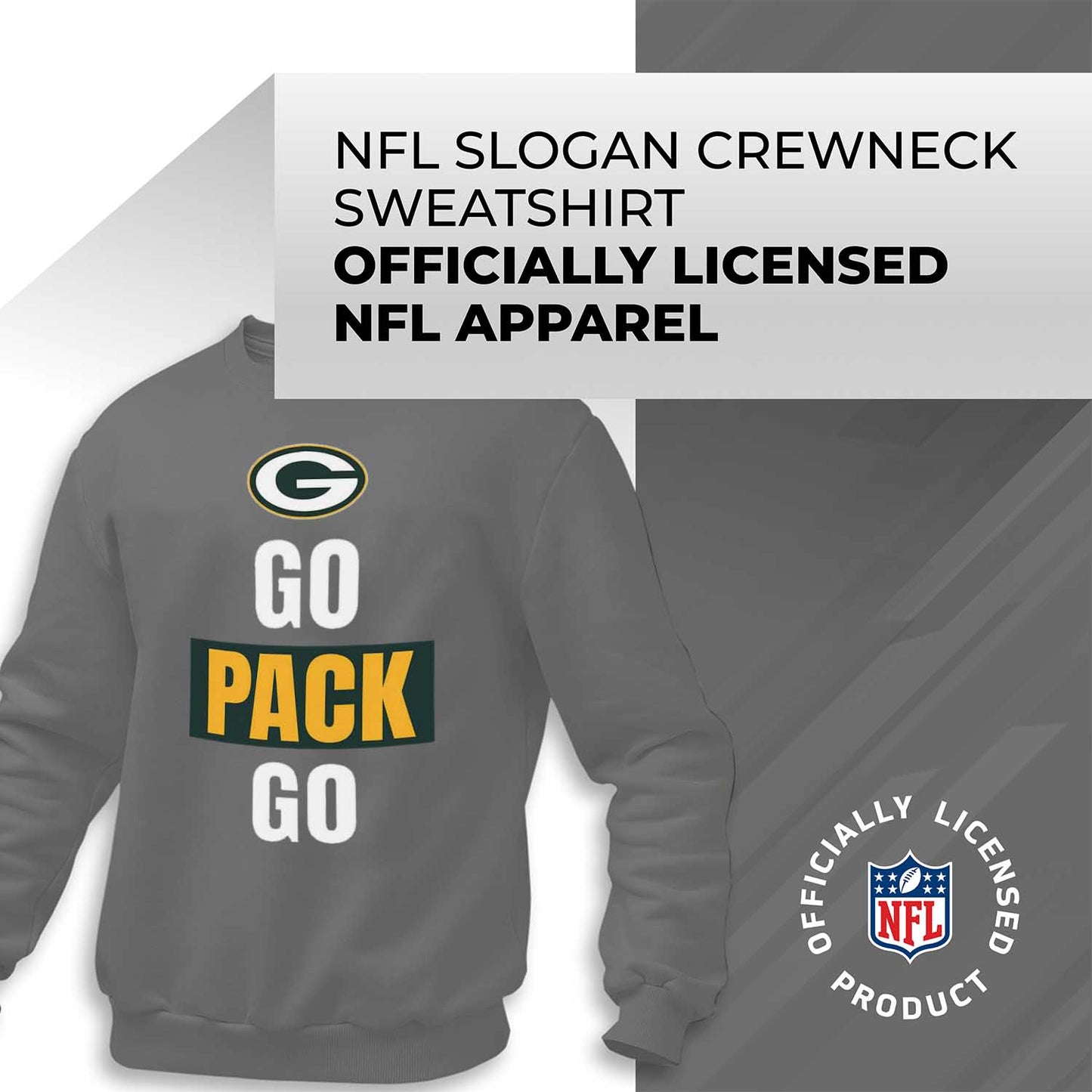 Green Bay Packers NFL Adult Slogan Crewneck Sweatshirt - Sport Gray