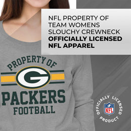 Green Bay Packers NFL Womens Property of Lighweight Crew Neck - Sport Gray