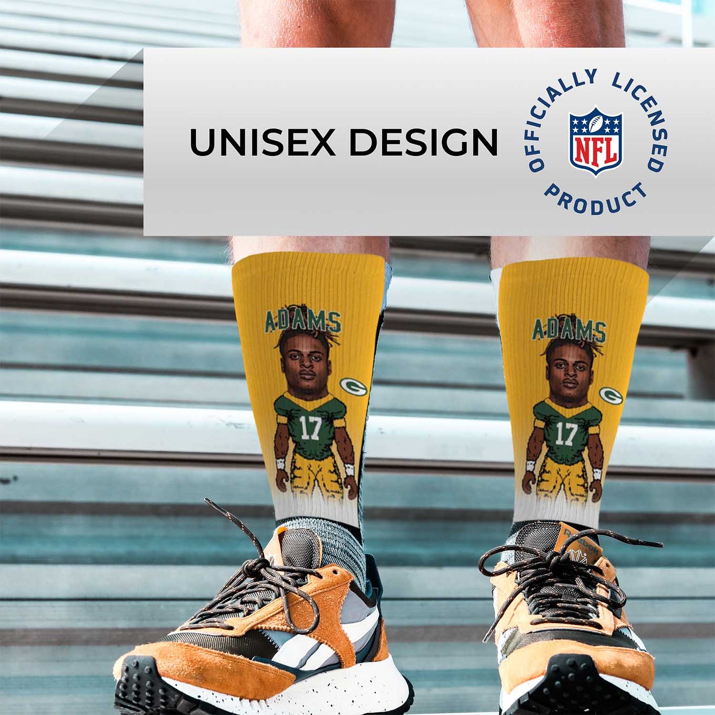 Green Bay Packers FBF NFL V Curve Socks - Gold #17