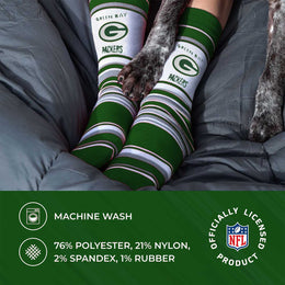 Green Bay Packers NFL Adult Striped Dress Socks - Green