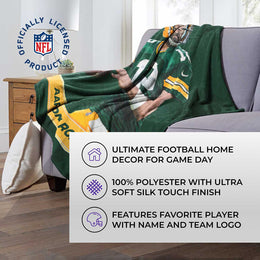 Green Bay Packers Northwest NFL Hi-Def Aaron Rodgers Silk Blanket - Green