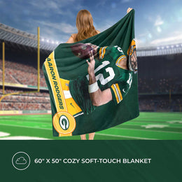 Green Bay Packers Northwest NFL Hi-Def Aaron Rodgers Silk Blanket - Green