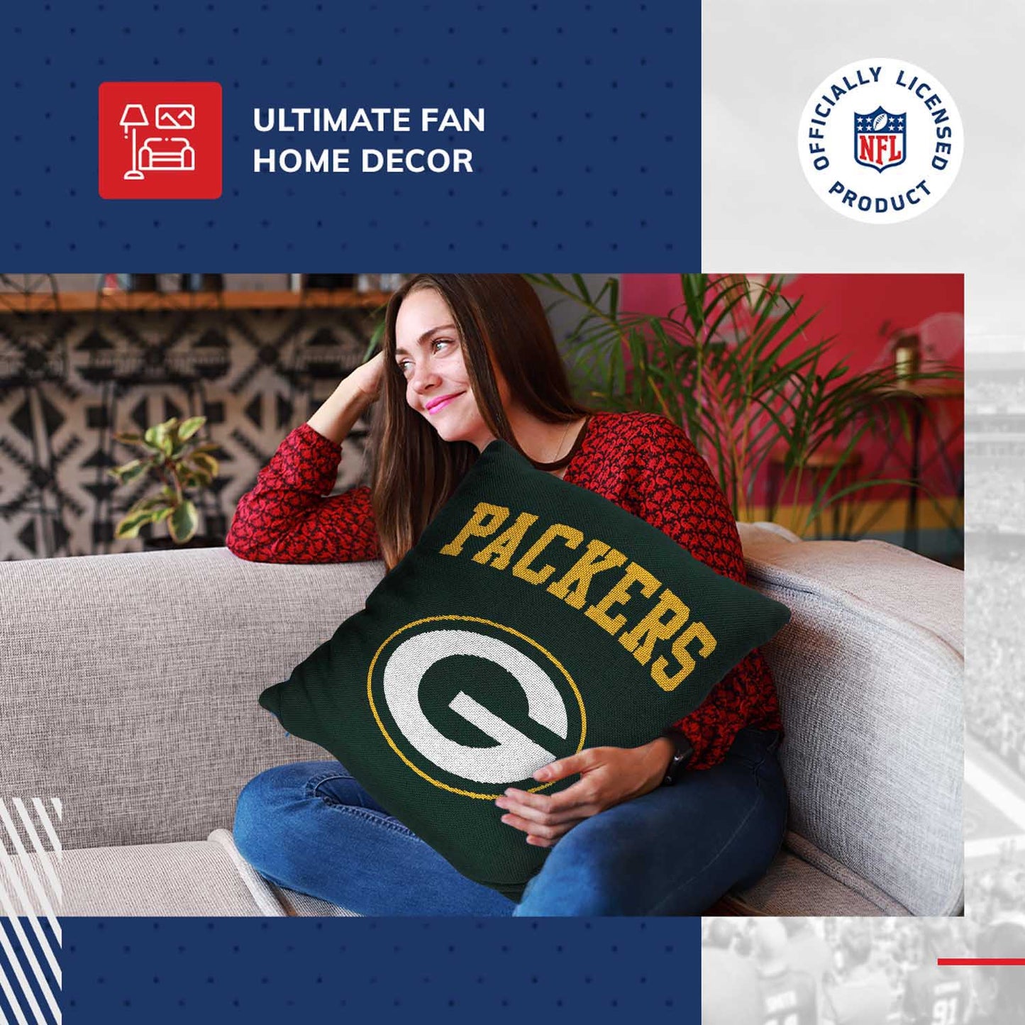 Green Bay Packers NFL Decorative Football Throw Pillow - Green