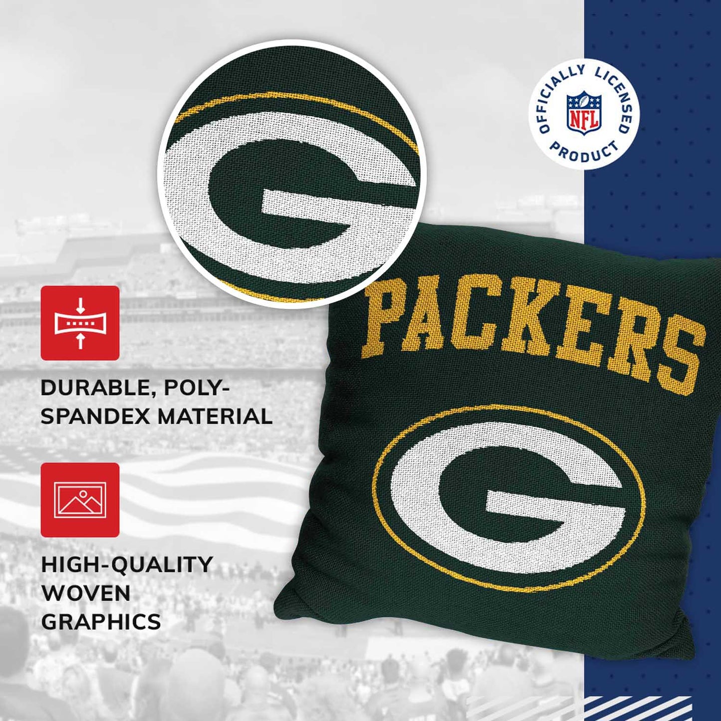 Green Bay Packers NFL Decorative Football Throw Pillow - Green