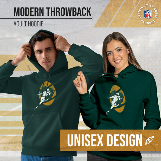 Green Bay Packers NFL Adult Unisex Modern Throwback Ultra Soft Fleece Hooded Sweatshirt - Forest Green