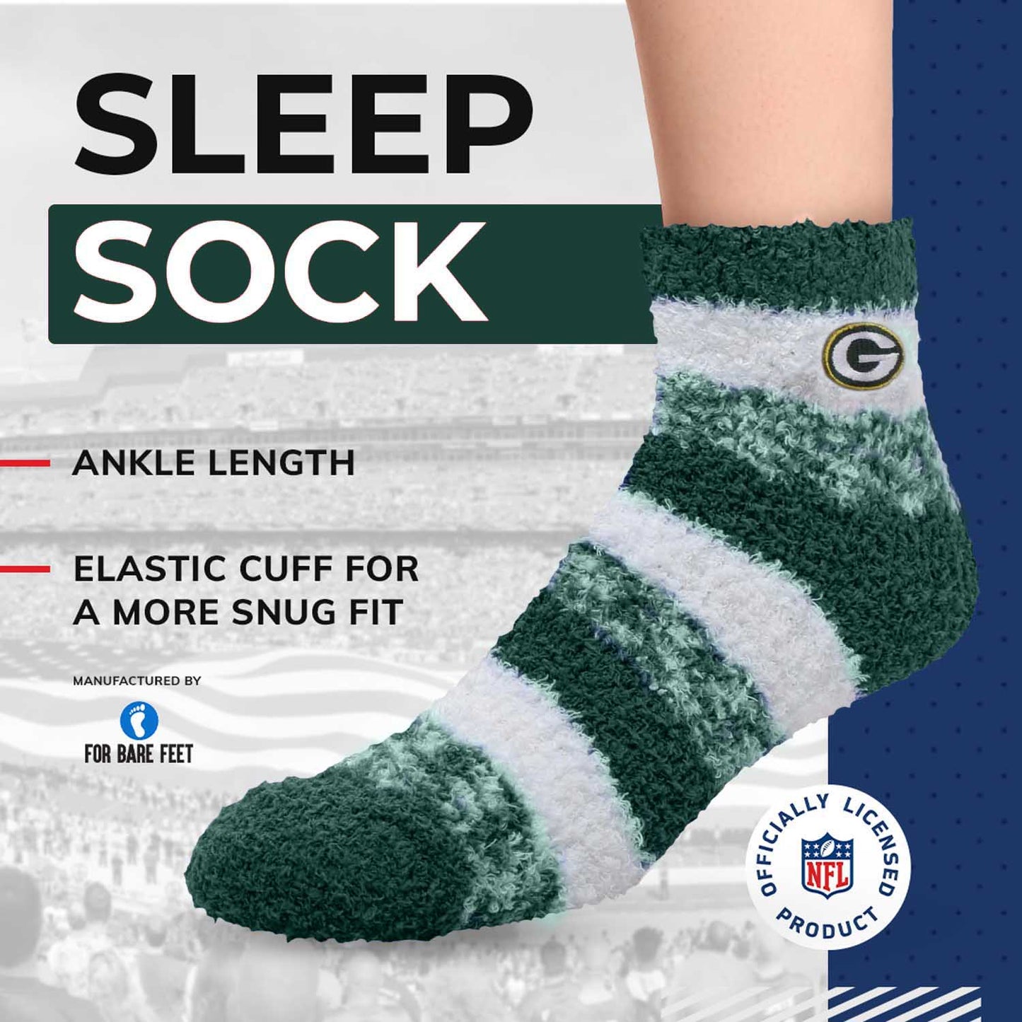 Green Bay Packers NFL Cozy Soft Slipper Socks - Green
