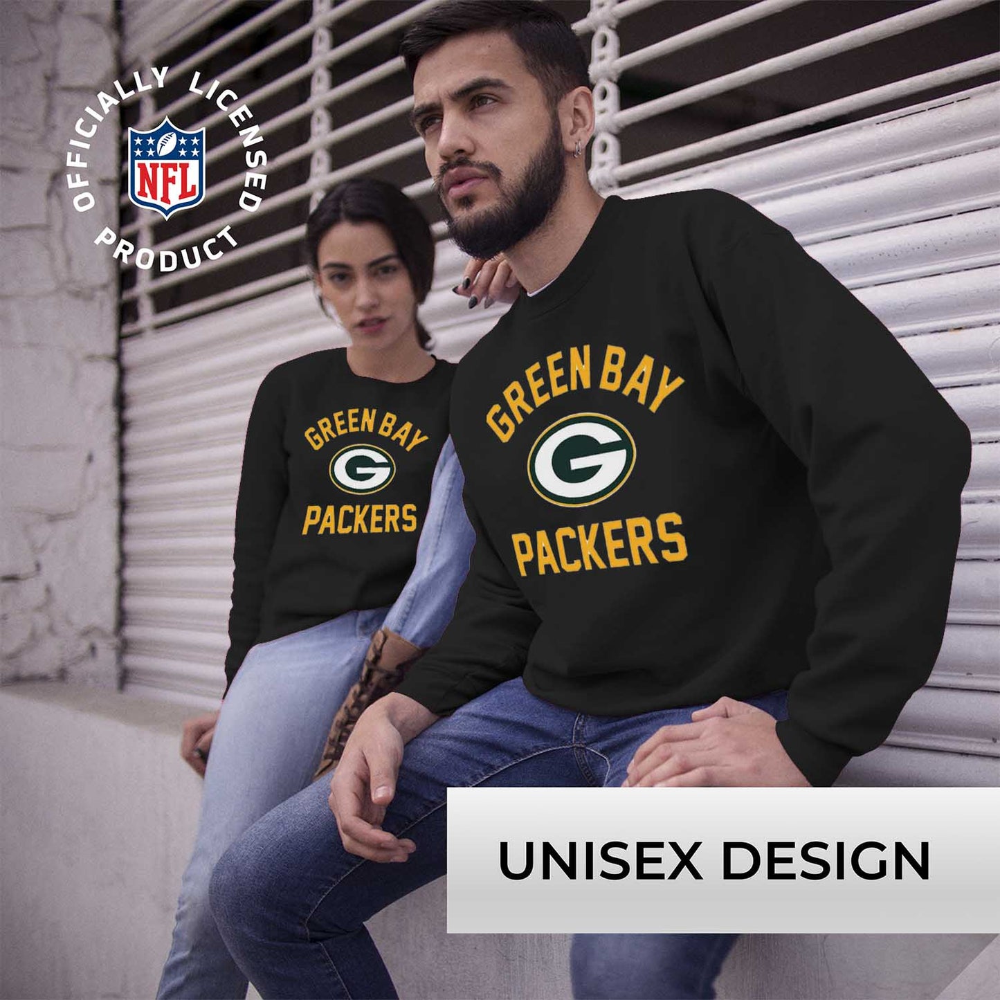 Green Bay Packers NFL Adult Gameday Football Crewneck Sweatshirt - Black