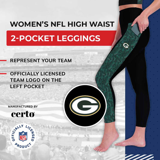 Green Bay Packers NFL High Waisted Leggings for Women - Black