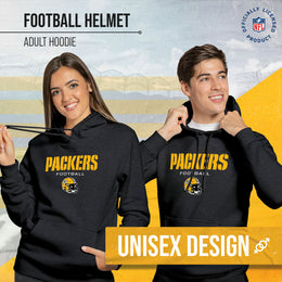 Green Bay Packers Adult NFL Football Helmet Heather Hooded Sweatshirt  - Charcoal