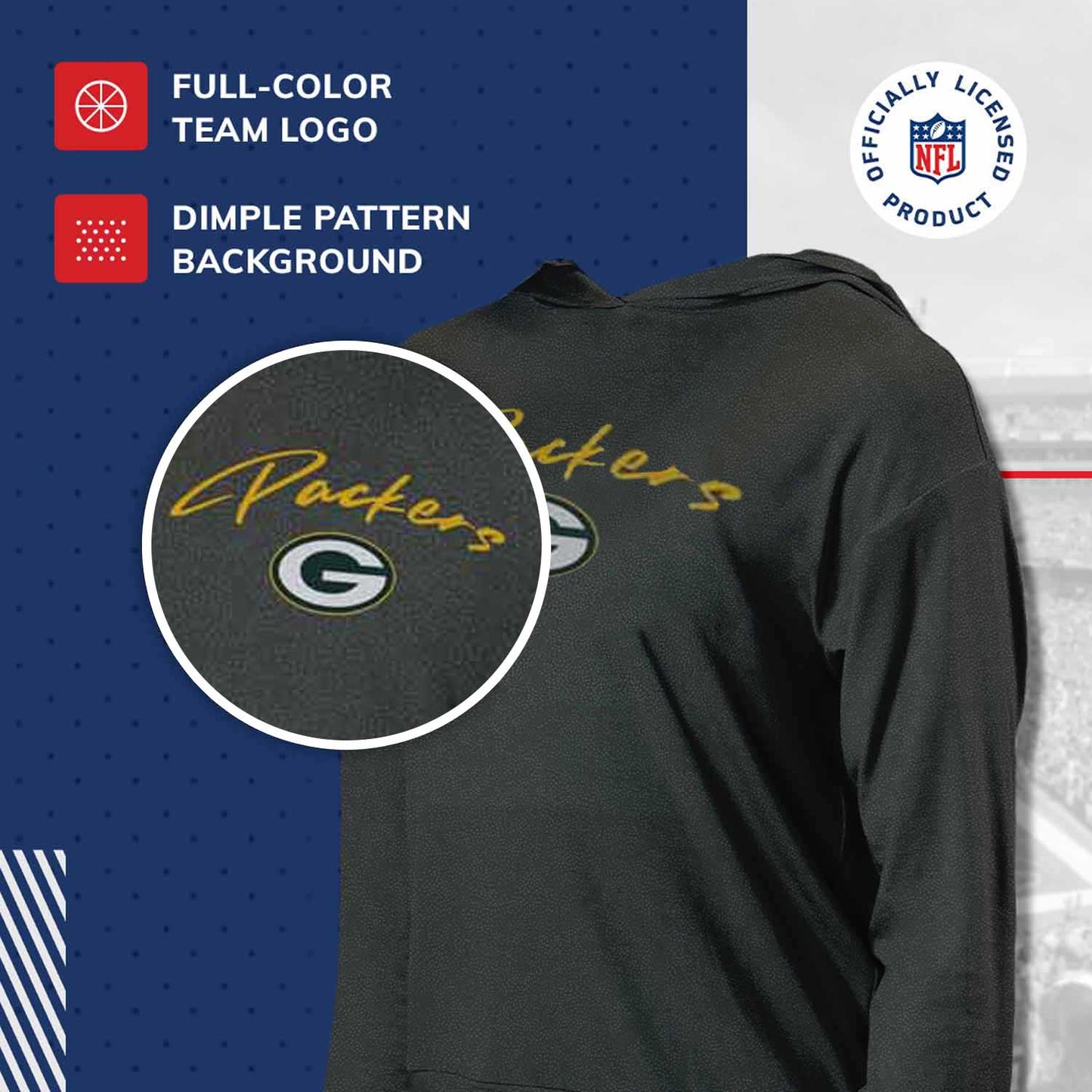 Green Bay Packers NFL Women's Session Pullover Hoodie - Black