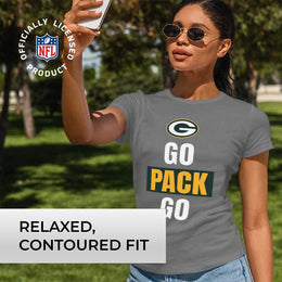Green Bay Packers NFL Womens Team Slogan Short Sleeve Tshirt - Sport Gray