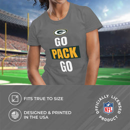 Green Bay Packers NFL Womens Team Slogan Short Sleeve Tshirt - Sport Gray