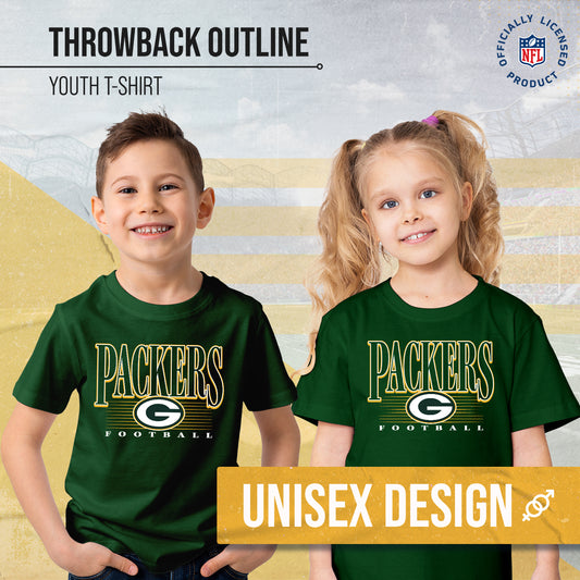 Green Bay Packers NFL Youth Overtime Blueprint Football T-Shirt Unisex Tag Free Comfortable - Forest Green