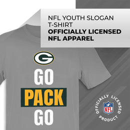 Green Bay Packers NFL Youth Team Slogan Short Sleeve Lightweight T Shirt - Gray