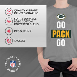 Green Bay Packers NFL Youth Team Slogan Short Sleeve Lightweight T Shirt - Gray