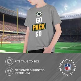 Green Bay Packers NFL Youth Team Slogan Short Sleeve Lightweight T Shirt - Gray