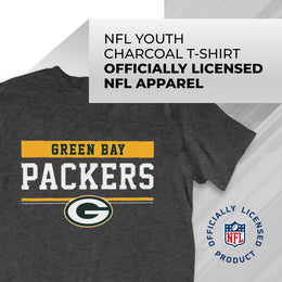 Green Bay Packers NFL Youth Short Sleeve Charcoal T Shirt - Charcoal