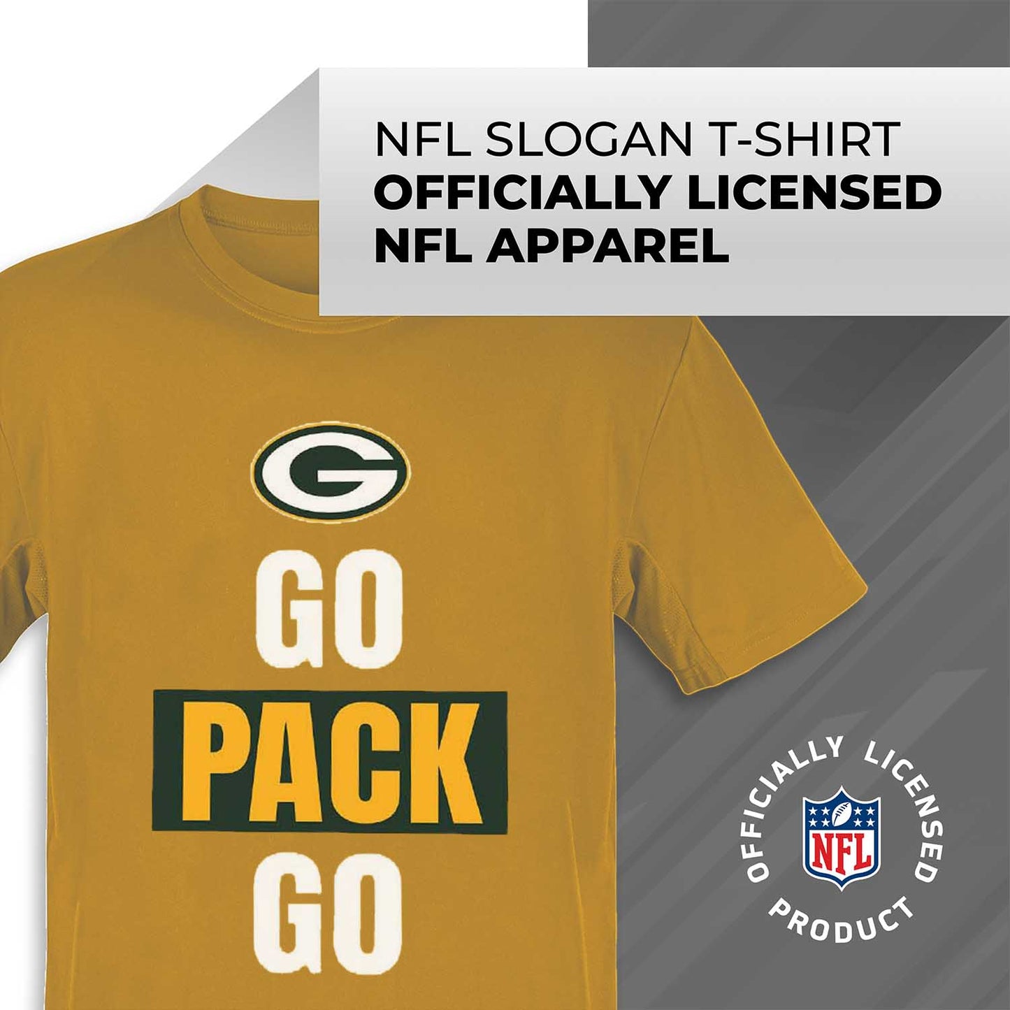 Green Bay Packers NFL Adult Team Slogan Unisex T-Shirt - Gold