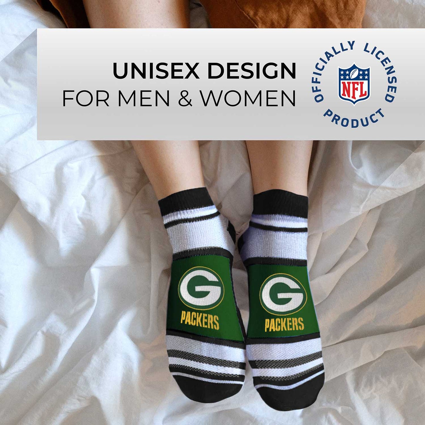 Green Bay Packers NFL Adult Marquis Addition No Show Socks - Green
