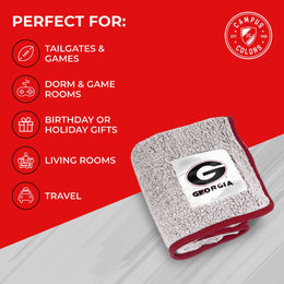 Georgia Bulldogs NCAA Silk Sherpa College Throw Blanket - Red