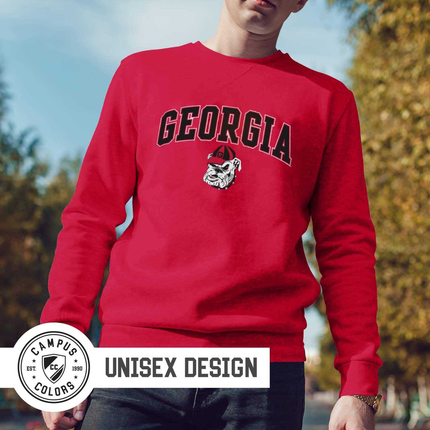 Georgia Bulldogs Adult Arch & Logo Soft Style Gameday Crewneck Sweatshirt - Red