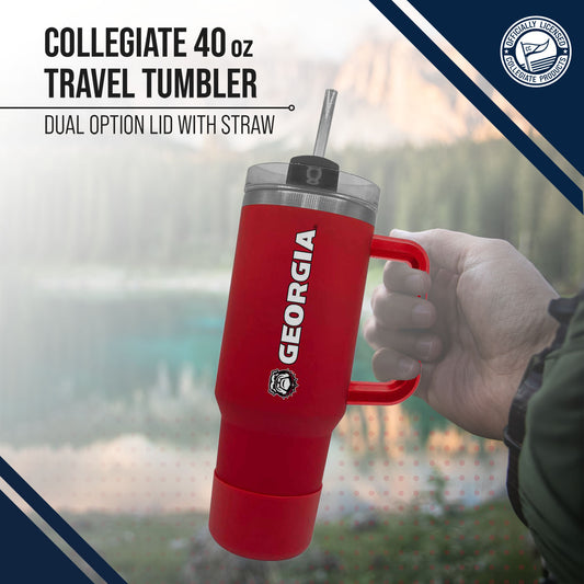 Georgia Bulldogs College & University 40 oz Travel Tumbler With Handle - Red