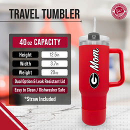 Georgia Bulldogs Collegiate 40oz Stainless Steel Travel Tumbler with Handle for Mom - Red