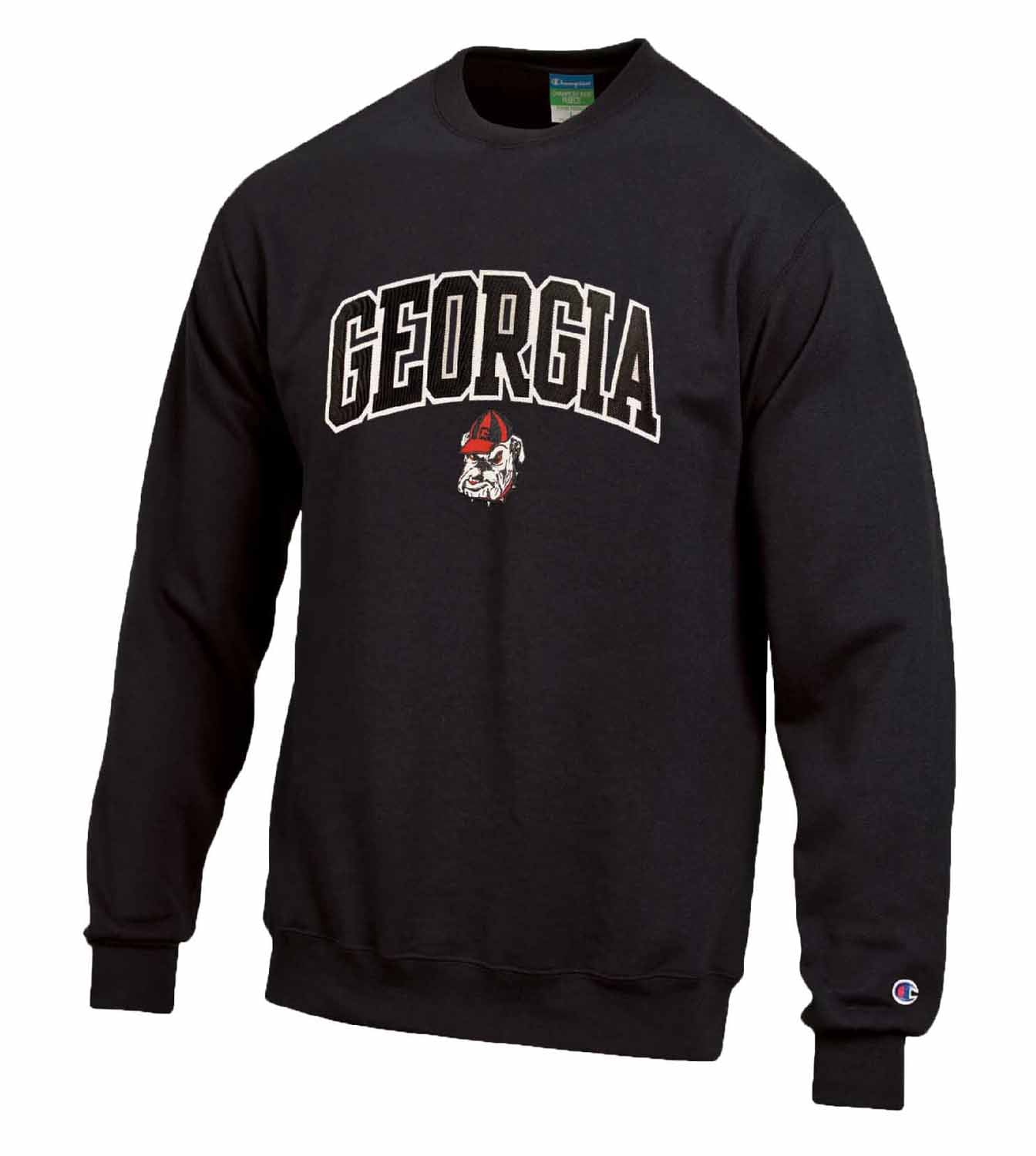 Georgia Bulldogs Adult Tackle Twill Crewneck - Black