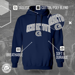 Georgetown Hoyas NCAA Adult Tackle Twill Hooded Sweatshirt - Navy