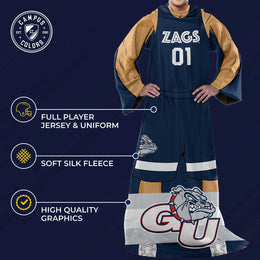 Gonzaga Bulldogs NCAA Team Wearable Blanket with Sleeves - Navy