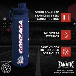 Gonzaga Bulldogs NCAA Stainless Steel Water Bottle - Navy