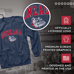 Gonzaga Bulldogs Campus Colors Adult Arch & Logo Soft Style Gameday Crewneck Sweatshirt  - Navy