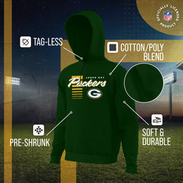 Green Bay Packers NFL Adult Unisex Retro Script Ultra Soft Fleece Hooded Sweatshirt - Forest Green